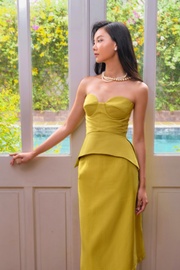 Corset Peplum màu xanh lá cây xô thơm