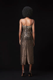 Váy Jaguar đính đá quý mạ vàng