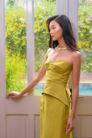 Corset Peplum màu xanh lá cây xô thơm