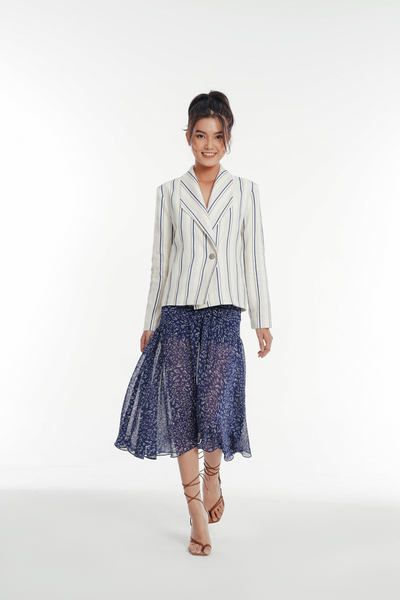 Áo khoác vải lanh mềm sọc Stella