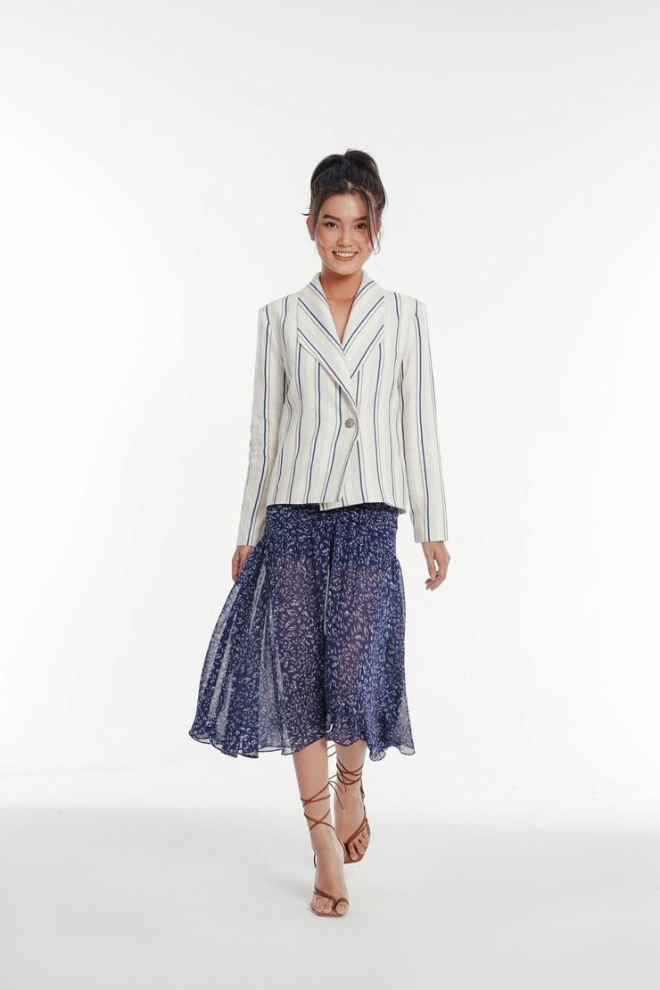 Áo khoác vải lanh mềm sọc Stella