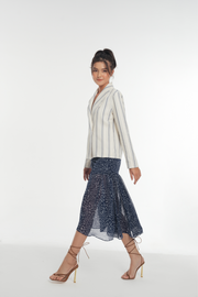 Áo khoác vải lanh mềm sọc Stella