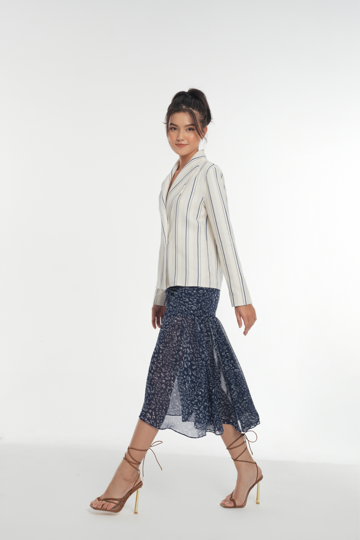 Áo khoác vải lanh mềm sọc Stella