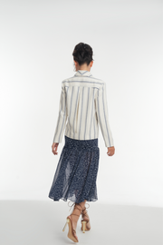 Áo khoác vải lanh mềm sọc Stella