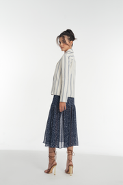 Áo khoác vải lanh mềm sọc Stella