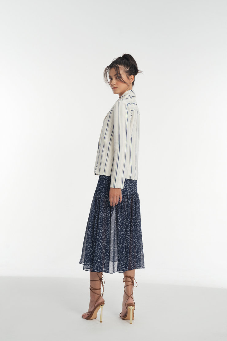 Áo khoác vải lanh mềm sọc Stella