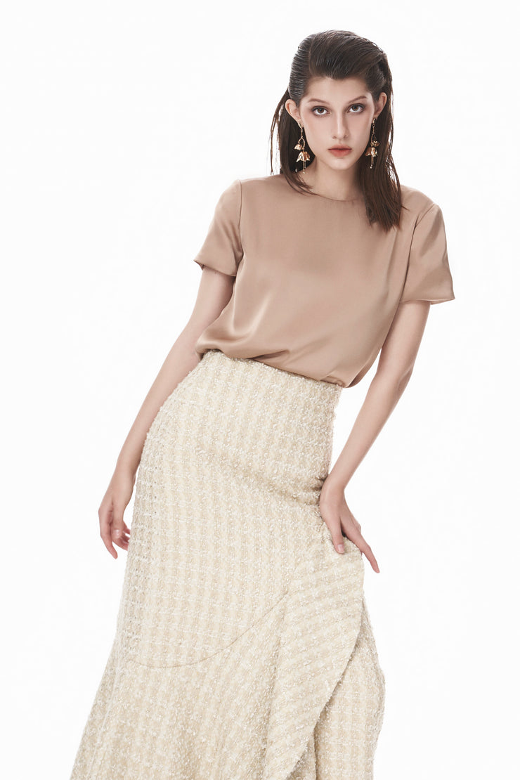 Tweed Draped Skirt