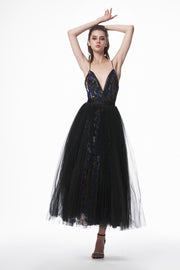 Nocturnal Violet Floral Sequin Lace Dress