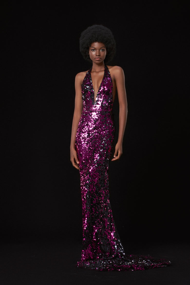 Purple Nightfall Sequin Gown