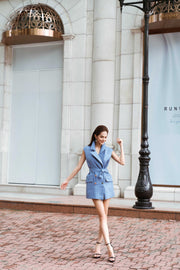 Blue Sleeveless Blazer
