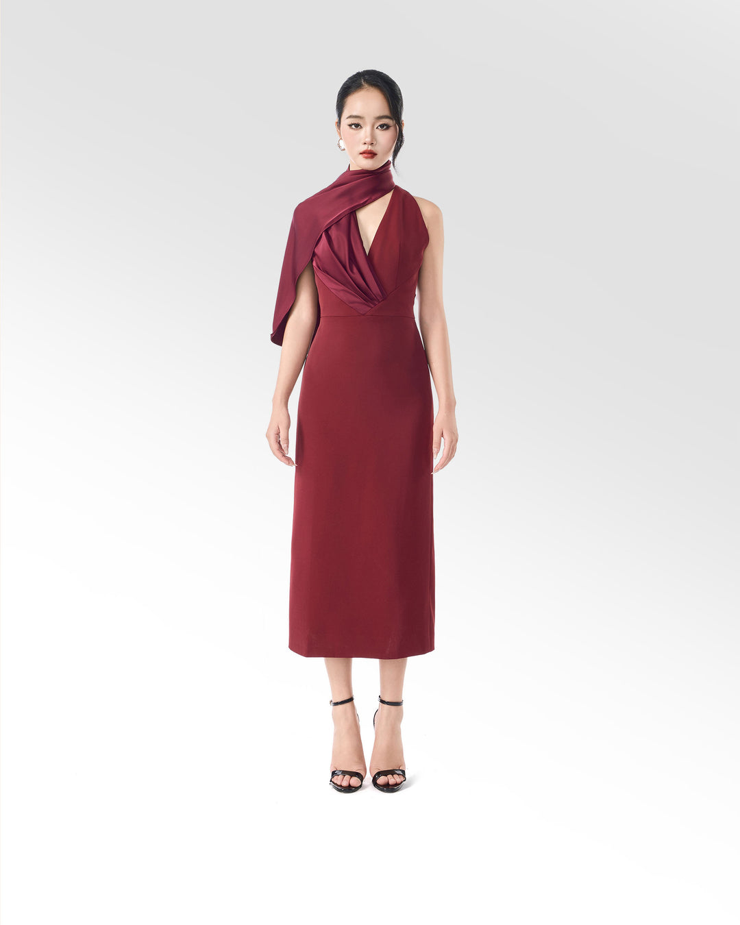 BURGUNDY ROSE DRESS