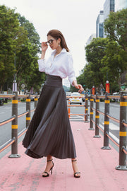High-waistband Pleated Skirt