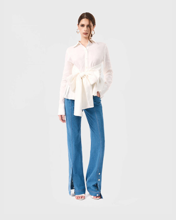 QUẦN JEANS ỐNG LOE CÀI CÚC