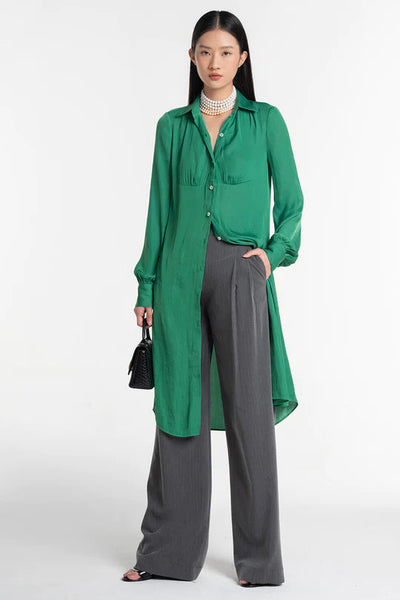 Katy Green Pleated Shirt Dress