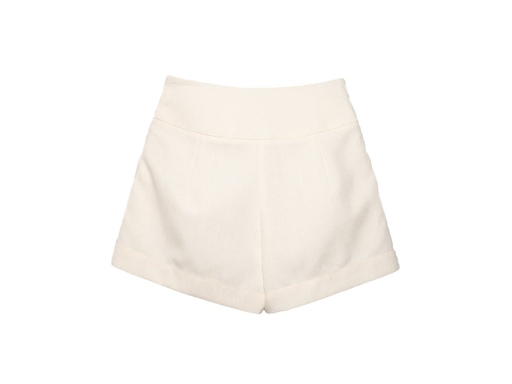 Ivory Double-Pleated Short