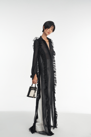 Ramella Sheer Chiffon Ruffle Slit Top