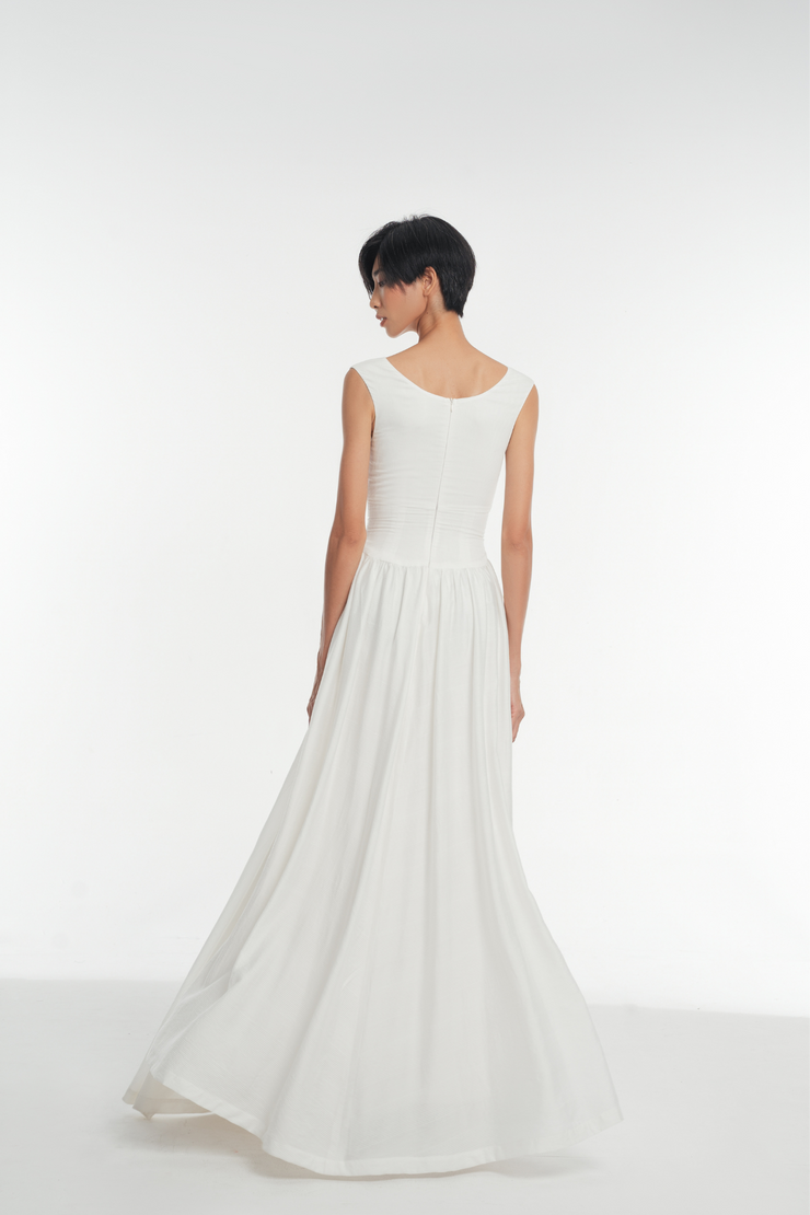 Jenny White V-neck Long Dress