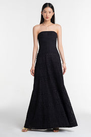 Floret Lace In Black Strapless Dress