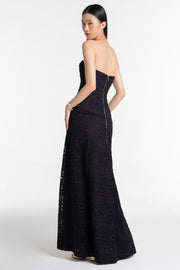 Floret Lace In Black Strapless Dress