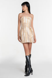Golden Shimmer Strapless Dress