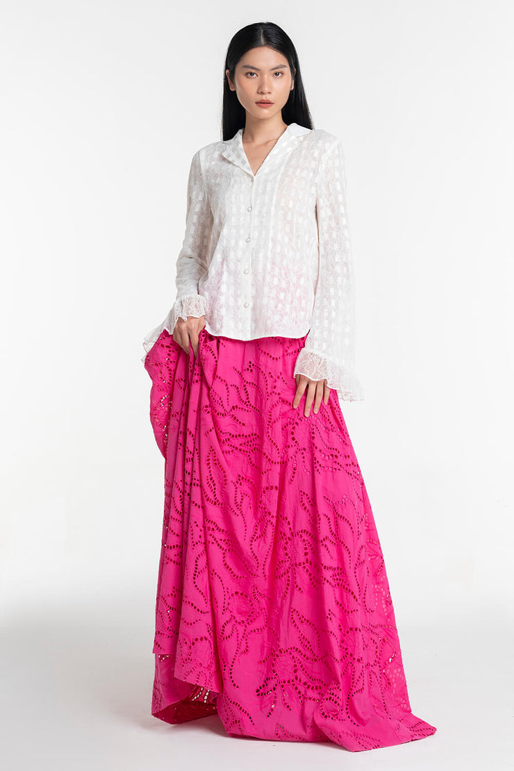 Magenta Lace Maxi Skirt