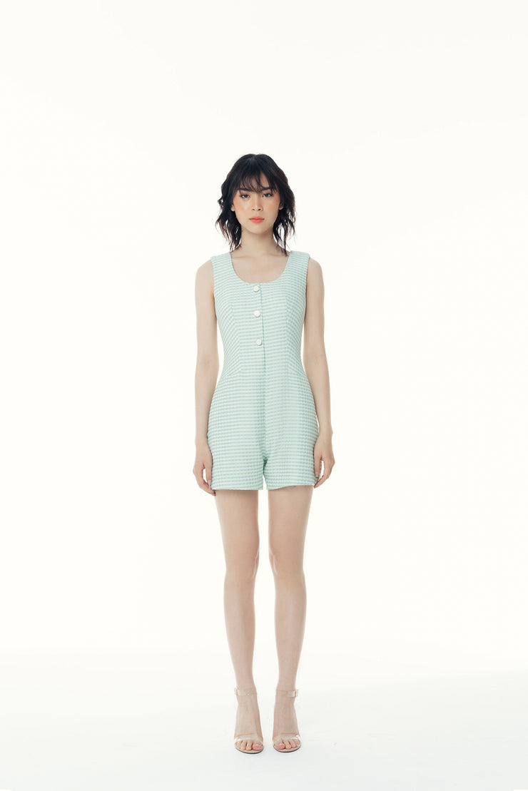 Evelyn Tweed Short Sleeves Playsuit