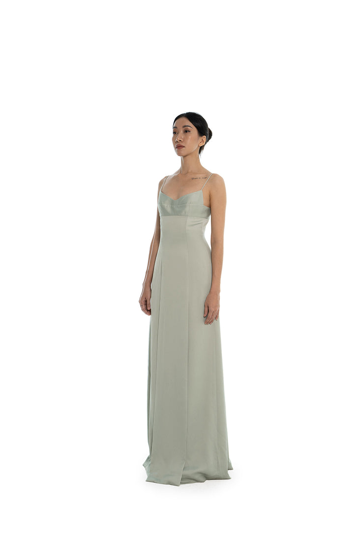 Elegant Cat-eye Maxi Dress - Cameo Green