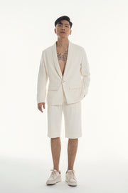 One Button Suit Blazer - Rib Cream