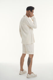 One Button Suit Blazer - Rib Cream