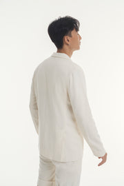 One Button Suit Blazer - Rib Cream