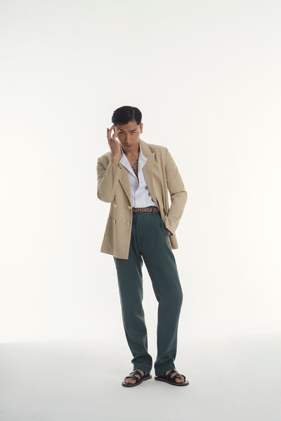 Two Pleated Gental Pants - Salamander