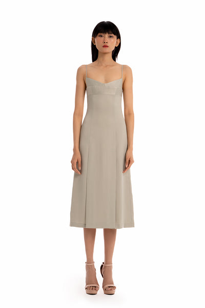 Elegant Cat-eye Midi Dress - Cameo Green