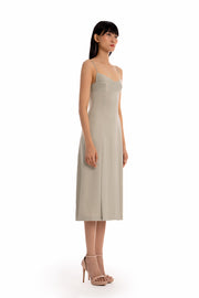 Elegant Cat-eye Midi Dress - Cameo Green