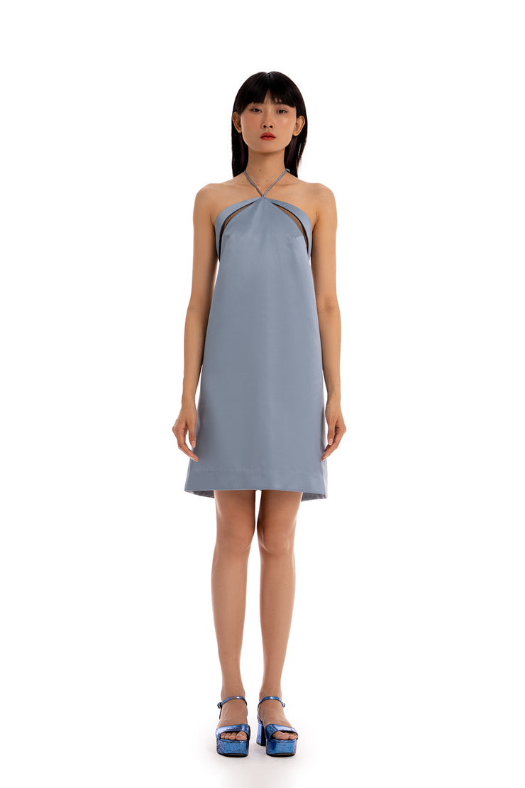 Satin Cocktail Dress -  Maya Blue