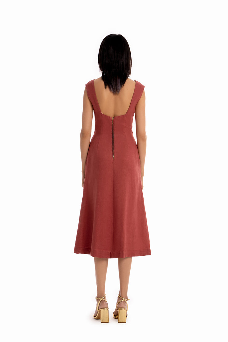 Midi Casual Luberon Dress - Scarlet