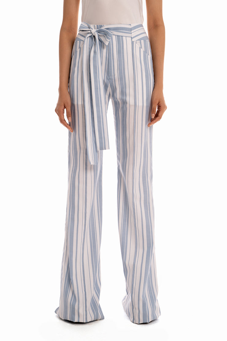 Trendy Flaire Pants - Blue Striped Sky