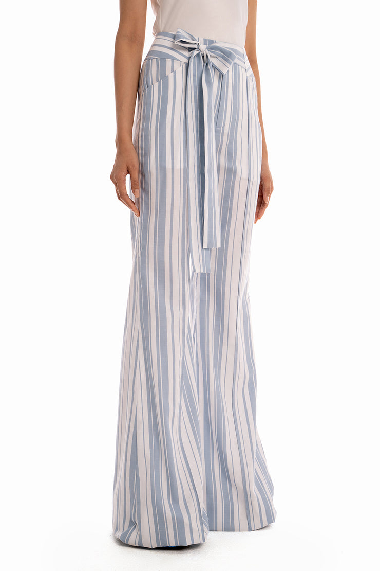 Trendy Flaire Pants - Blue Striped Sky