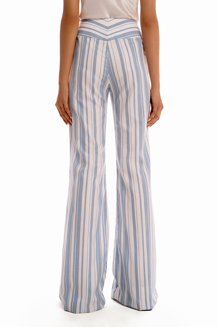 Trendy Flaire Pants - Blue Striped Sky