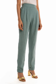 Elastic Waisted Casual Pants - Pistachio