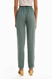 Elastic Waisted Casual Pants - Pistachio