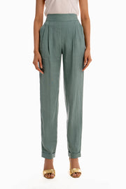 Elastic Waisted Casual Pants - Pistachio