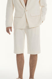 Bermuda straight-leg shorts - Rib Cream